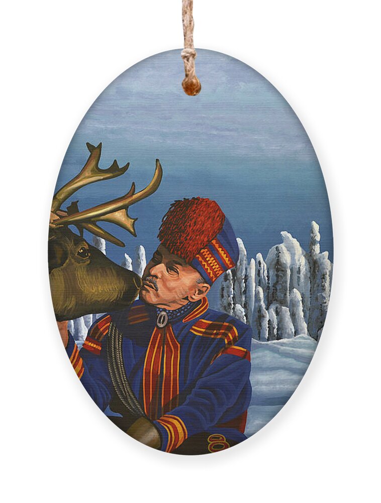 Finland Ornament featuring the painting Deer Friends Of Finland by Paul Meijering