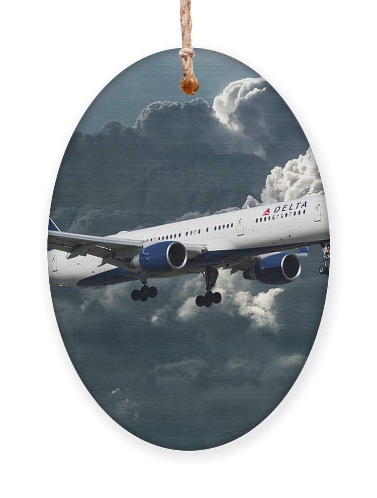 Delta Air Lines Ornament featuring the digital art Delta Air Lines Boeing 757-26D by Airpower Art