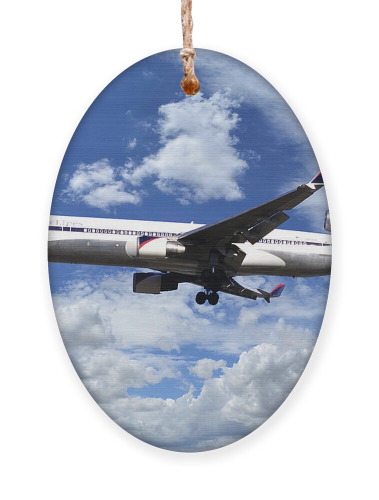 Delta Ornament featuring the digital art Delta Airlines McDonnell Douglas MD-11 by Airpower Art