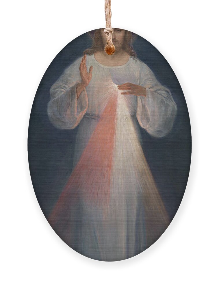 Eugene Kazimierowski Ornament featuring the painting Divine Mercy by Eugene Kazimierowski