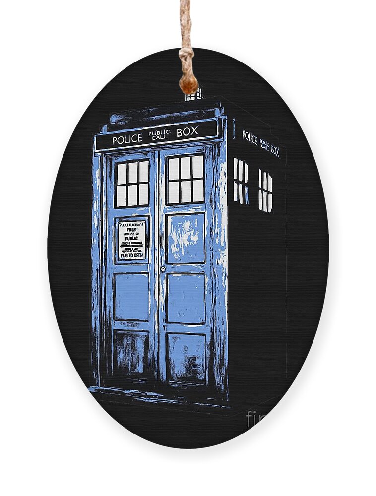 Doctor Ornament featuring the digital art Doctor Who Tardis by Edward Fielding