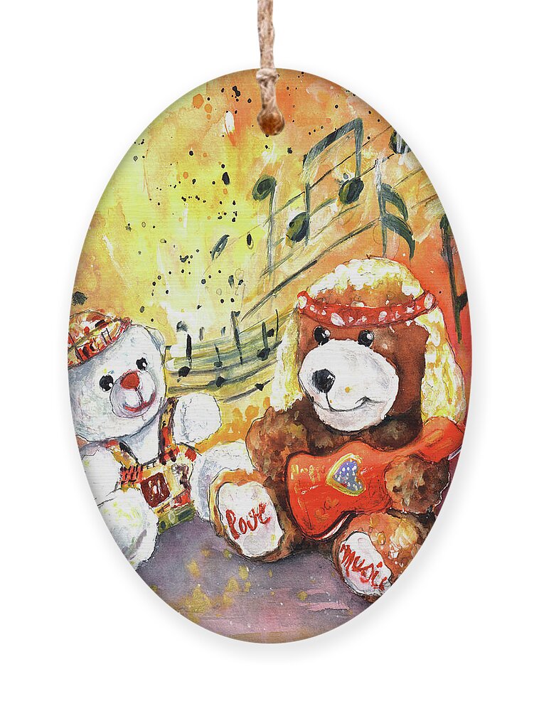 Truffle Mcfurry Ornament featuring the painting Doggy Guitar And His Roadie by Miki De Goodaboom