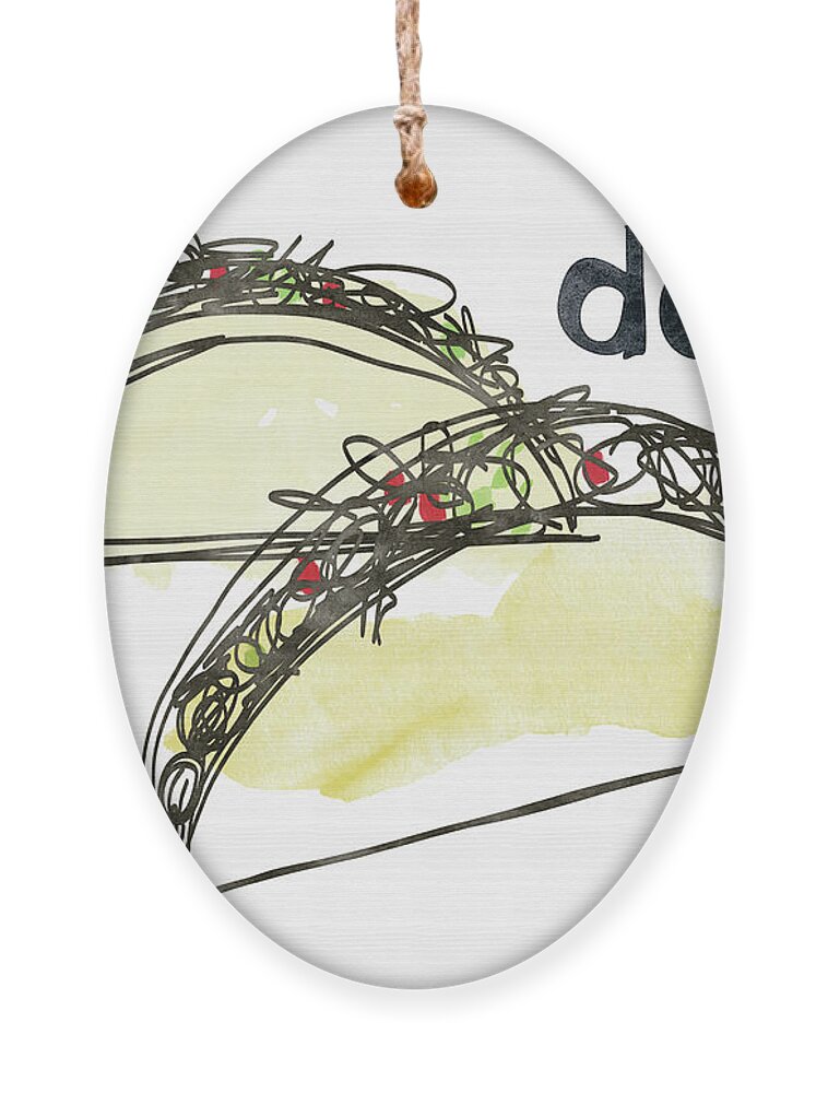 Tacos Ornament featuring the painting Dos Tacos- Art by Linda Woods by Linda Woods