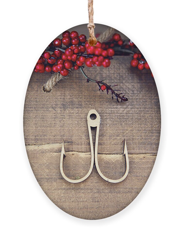 Double Wooden Fishing Hook Hanging On The Wall Ornament by Elena Saulich -  Pixels