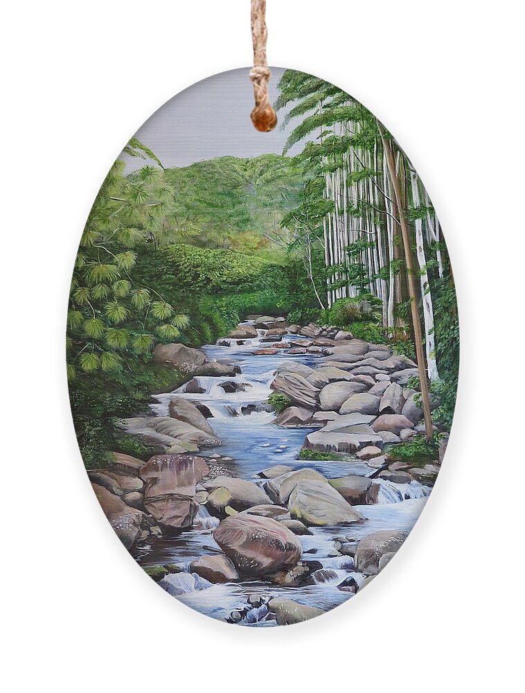 Stream Ornament featuring the painting Down stream by Marilyn McNish