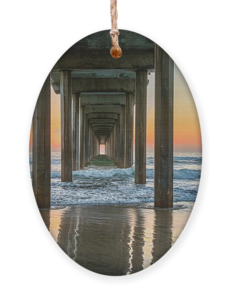 Beach Ornament featuring the photograph Down Under Scripp's Pier by David Levin