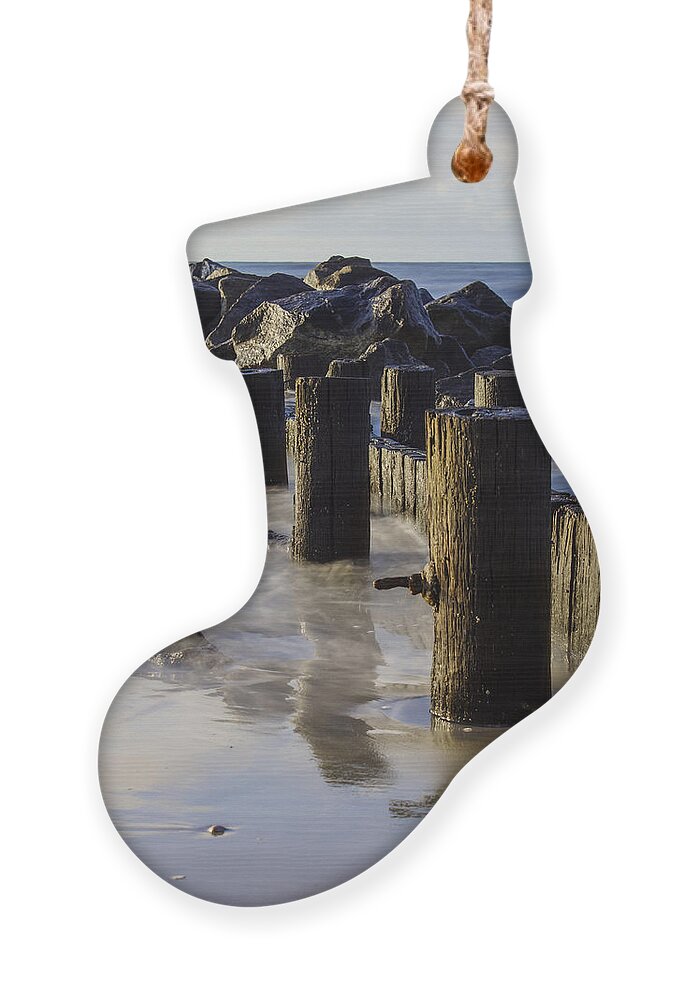Folly Beach Ornament featuring the photograph Dreamy Seawall by Jennifer White