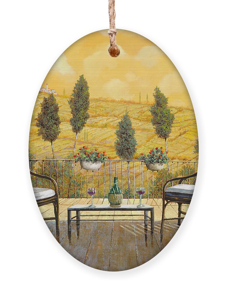 Terrace Ornament featuring the painting due bicchieri di Chianti by Guido Borelli
