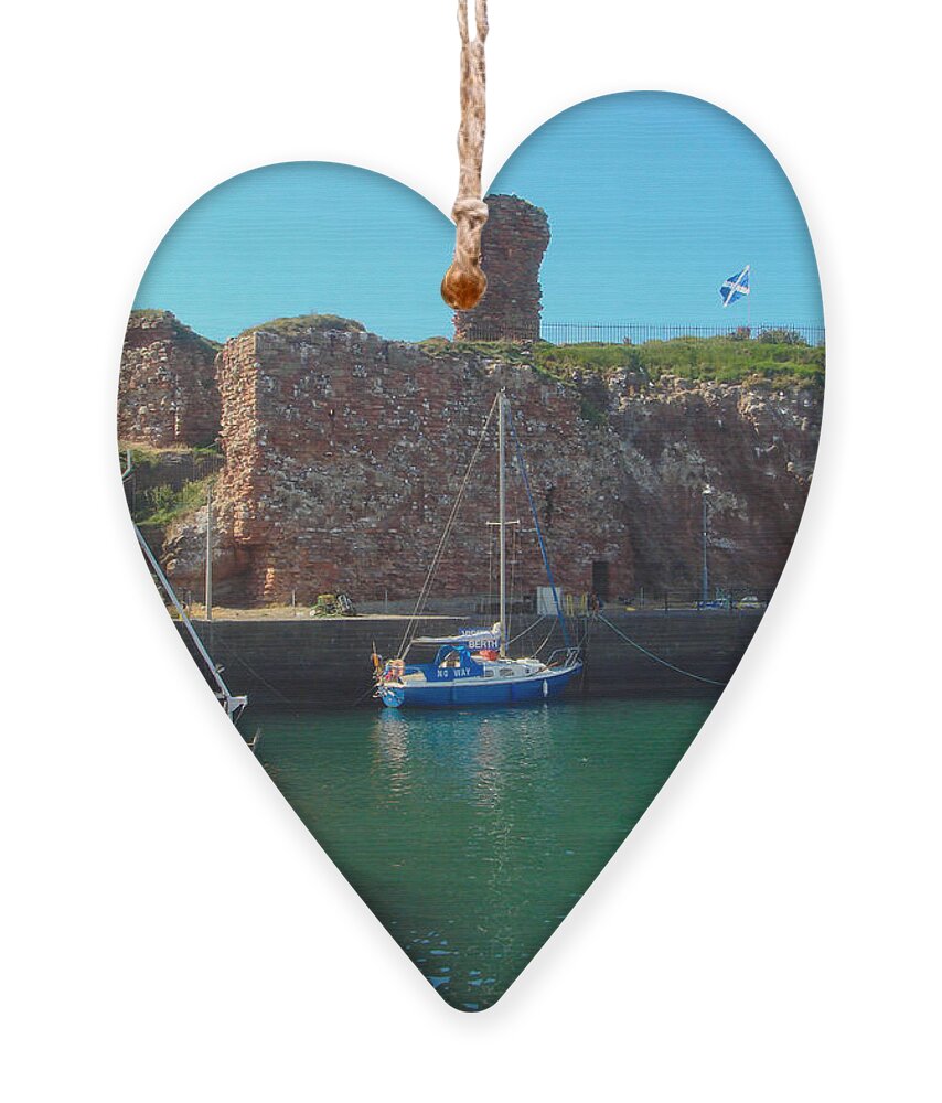 Dunbar Harbour Ornament featuring the photograph Dunbar Castle and Harbour by Yvonne Johnstone