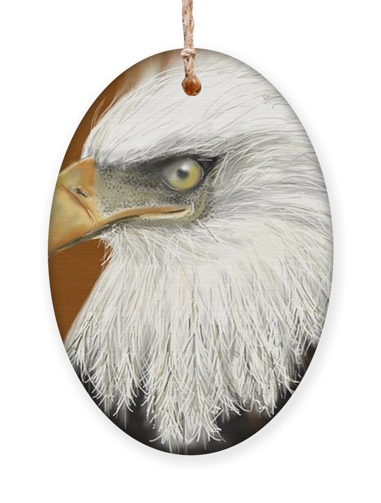 Eagle Ornament featuring the digital art Eagle American by Darren Cannell