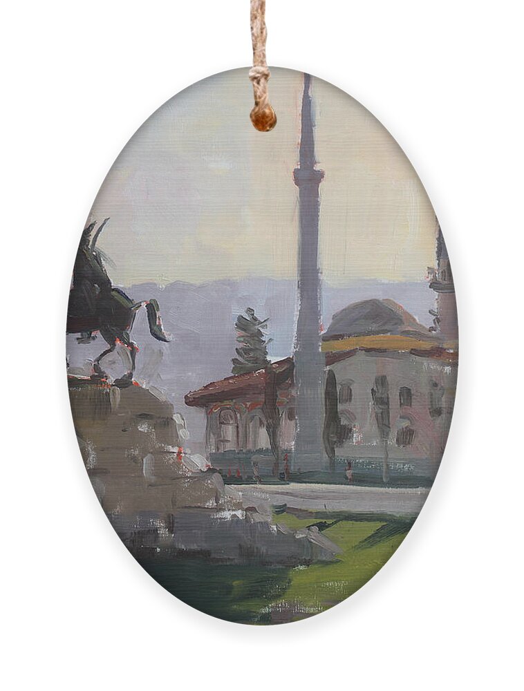 Tirana Ornament featuring the painting Early Morning In Tirana by Ylli Haruni