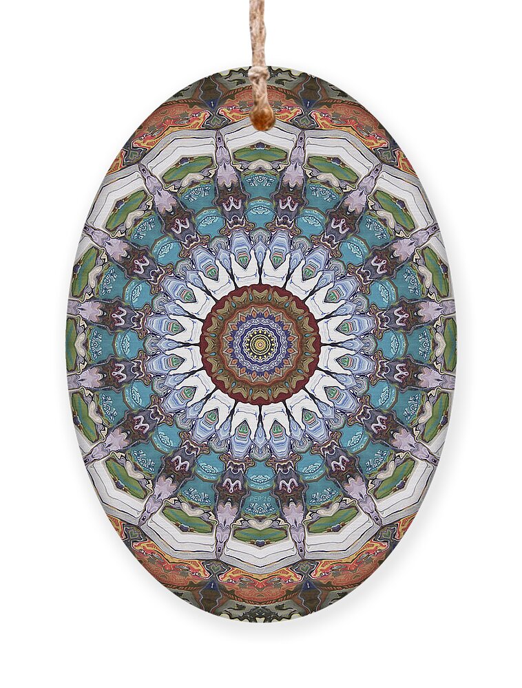 Earth Tones Ornament featuring the digital art Earth Tones Mandala by Phil Perkins