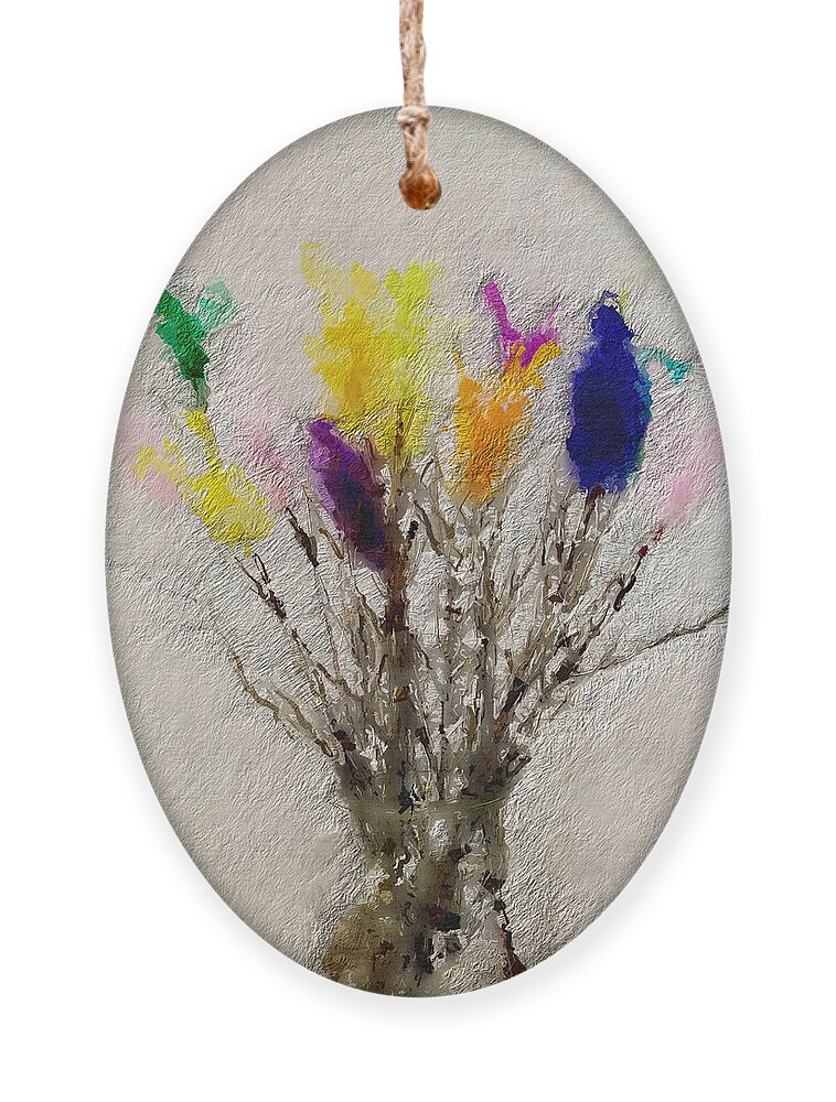 Swedish Ornament featuring the painting Easter Tree- Abstract Art by Linda Woods by Linda Woods