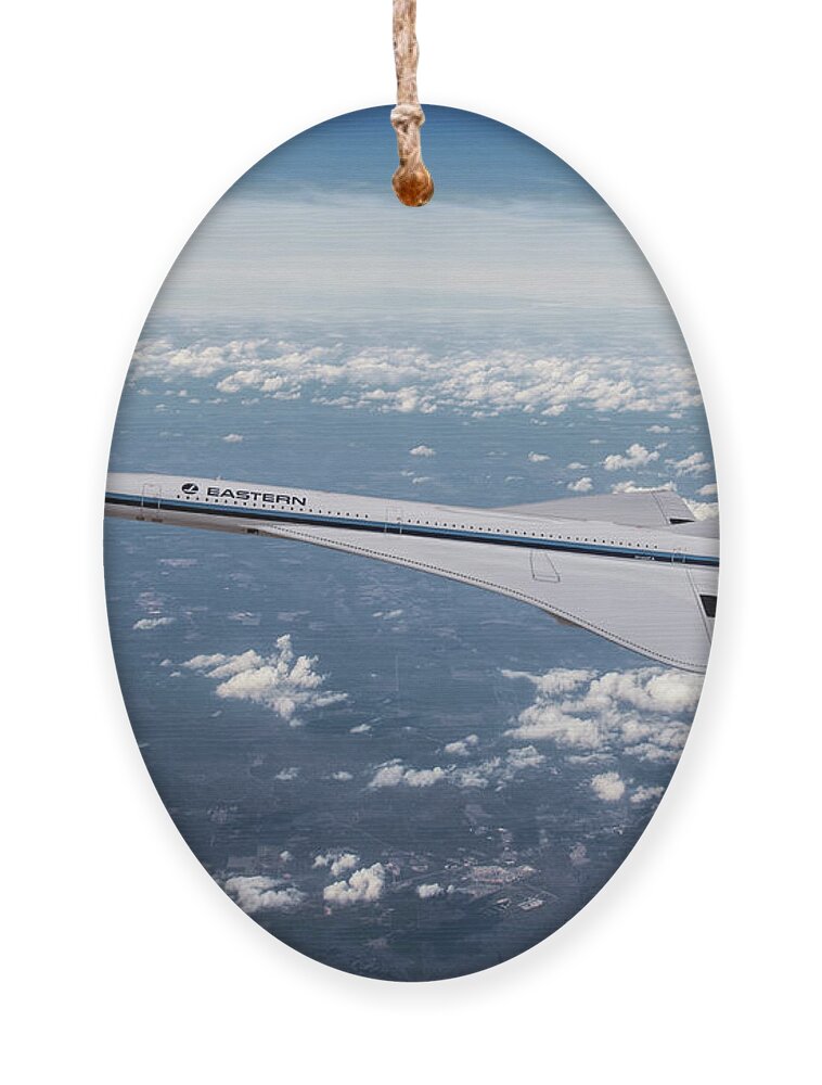 Eastern Airlines Ornament featuring the digital art Eastern Airlines Concorde SST by Erik Simonsen