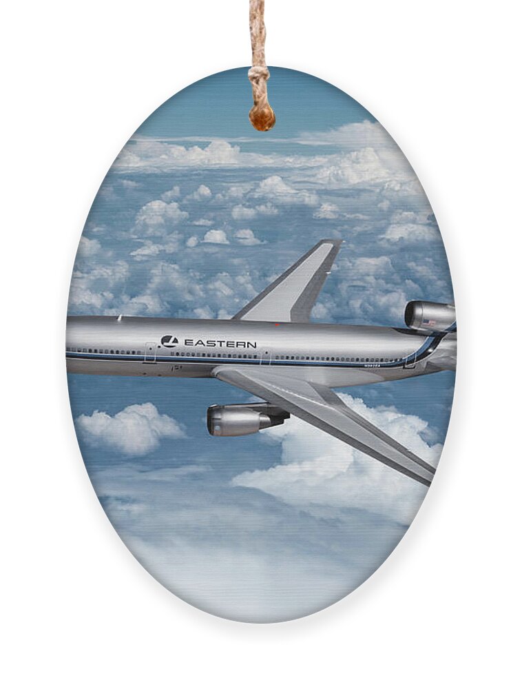 Eastern Airlines Ornament featuring the digital art Eastern Airlines DC-10-30 by Erik Simonsen