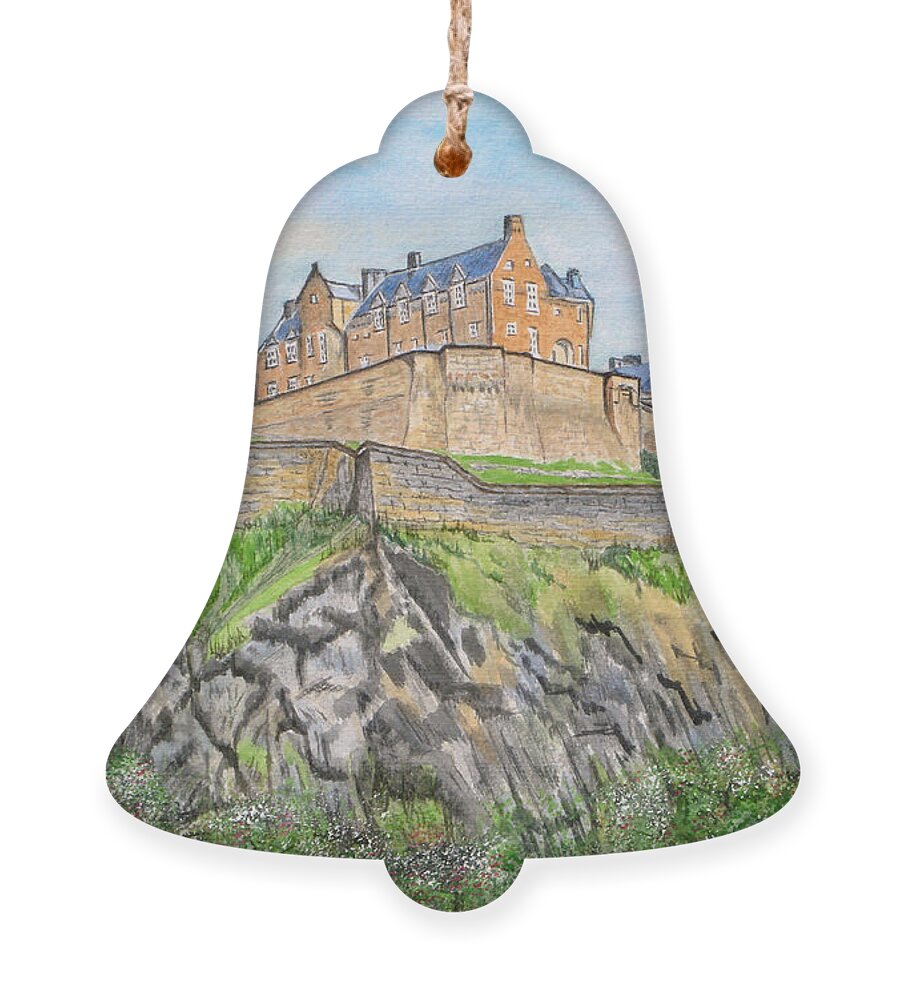 Edinburgh Castle Ornament featuring the painting Edinburgh Castle by Yvonne Johnstone