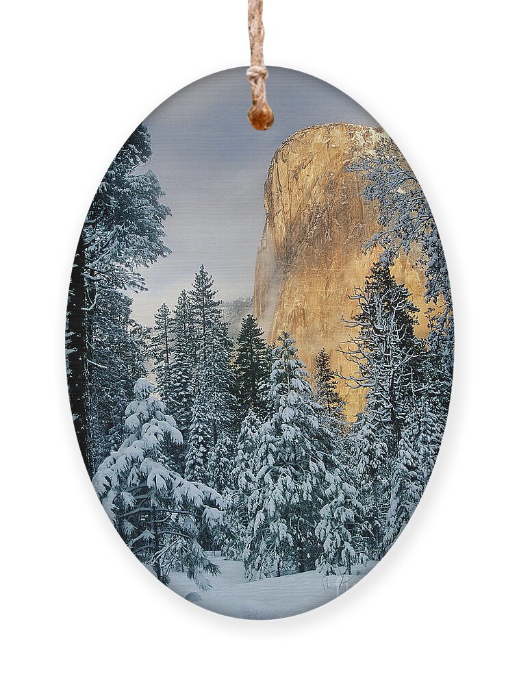 North America Ornament featuring the photograph El Capitan on a Winter Morning Yosemite National Park California by Dave Welling