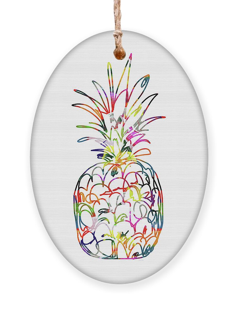 Pineapple Ornament featuring the digital art Electric Pineapple - Art by Linda Woods by Linda Woods