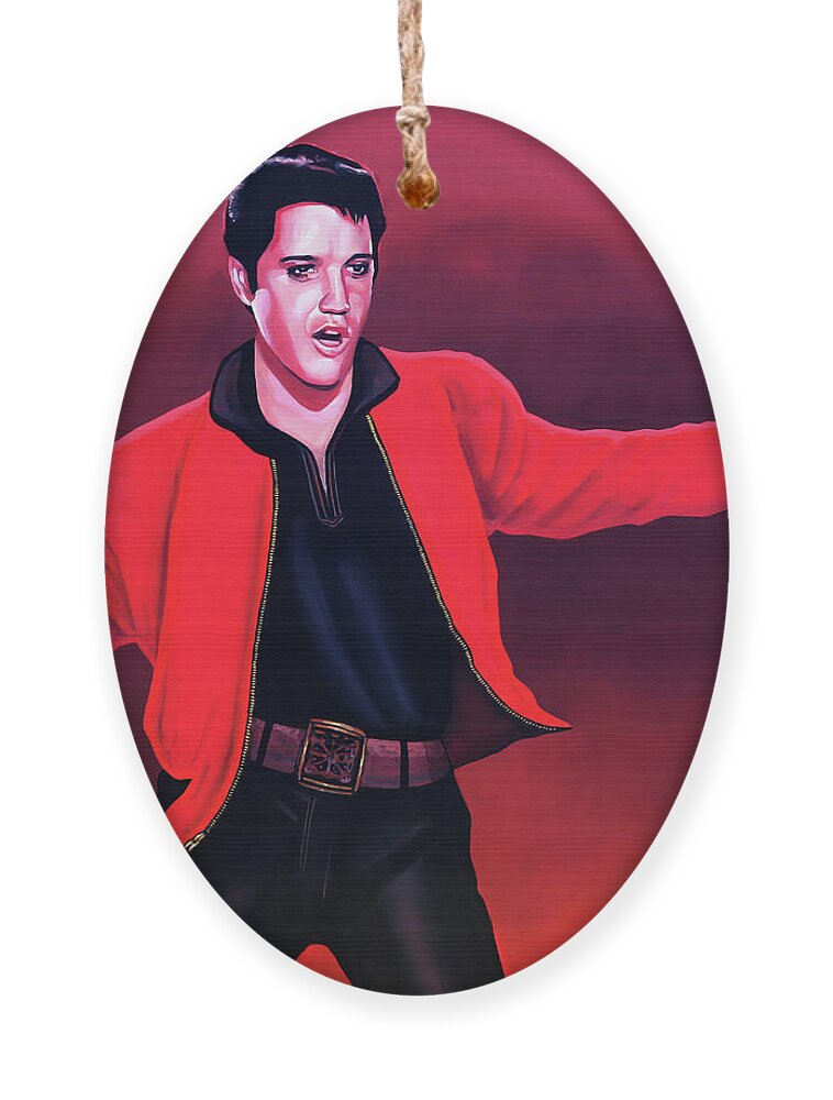 Elvis Ornament featuring the painting Elvis Presley 4 Painting by Paul Meijering