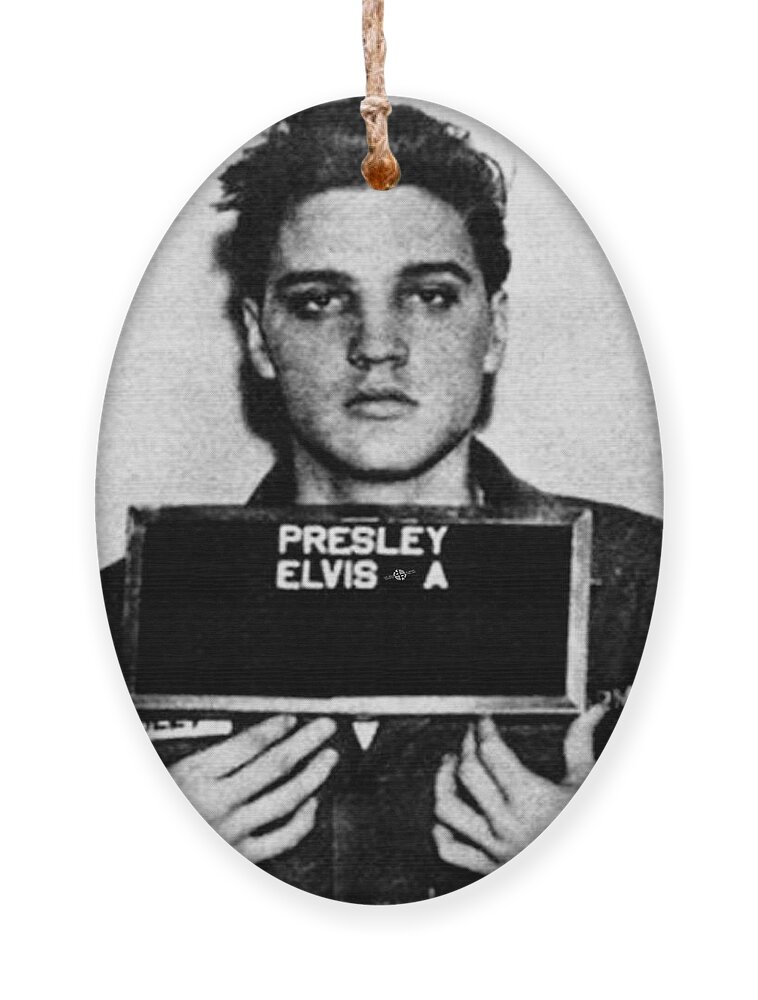 Elvis Presley Ornament featuring the painting Elvis Presley Mug Shot Vertical 1 Wide 16 By 20 by Tony Rubino