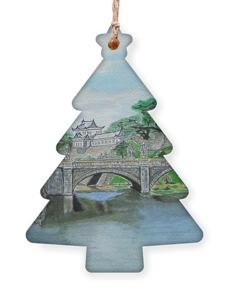 Emperors Palace Ornament featuring the painting Emperors Palace Tokyo by Yvonne Johnstone