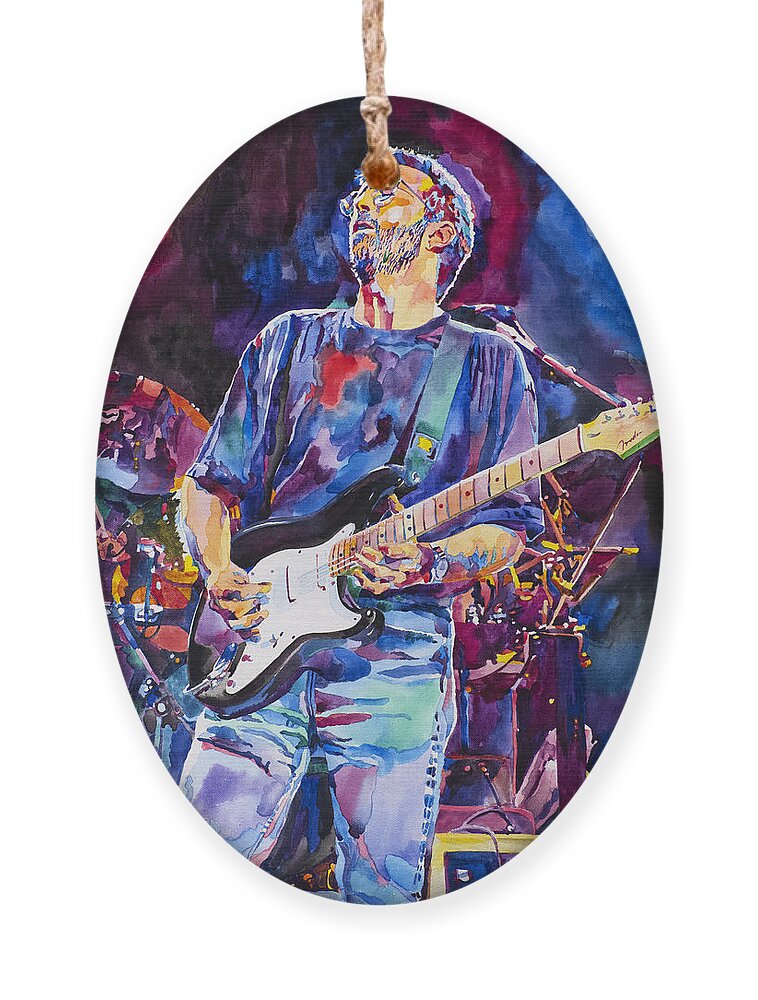 Eric Clapton Ornament featuring the painting ERIC CLAPTON and BLACKIE by David Lloyd Glover