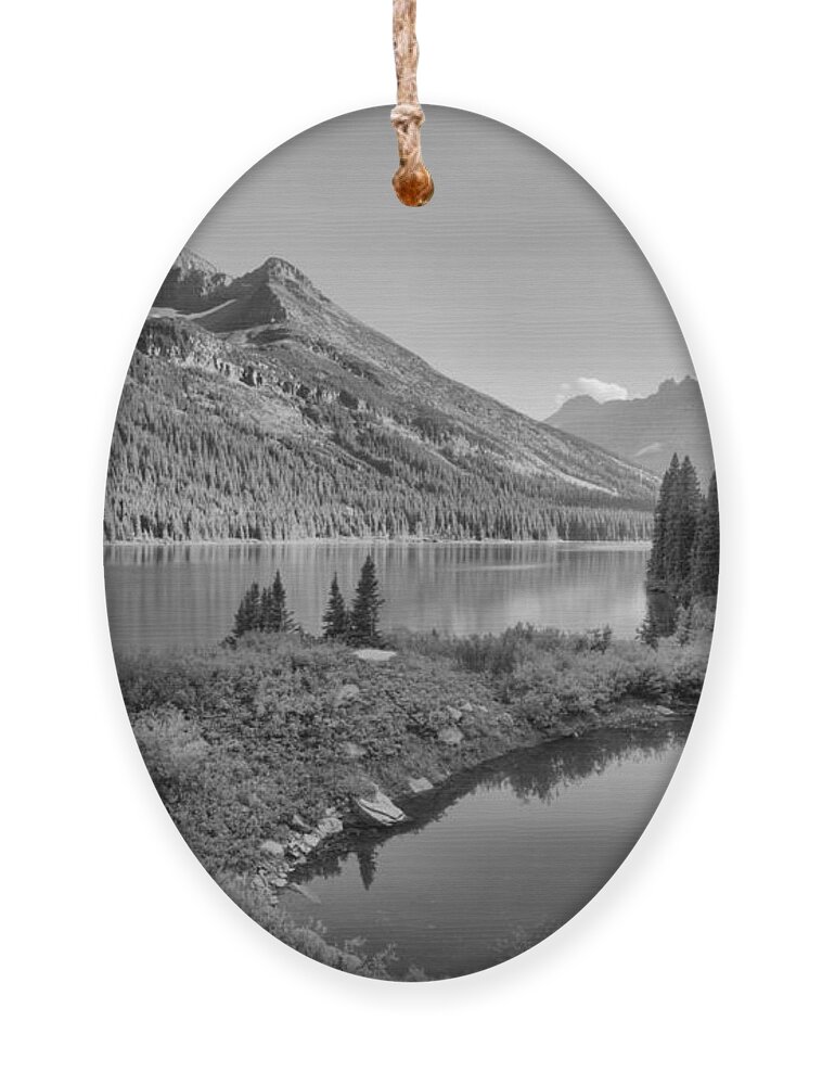 Josephine Ornament featuring the photograph Evening At Lake Josephine Black And White by Adam Jewell