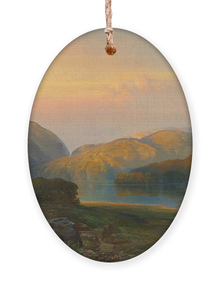 Thomas Moran Ornament featuring the painting Evening on the Susquehanna by Thomas Moran