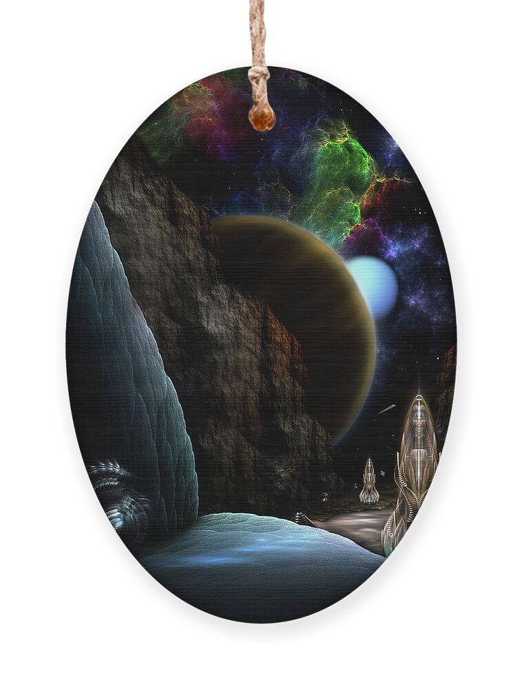 Exploration Of Space Ornament featuring the digital art Exploration Of Space by Rolando Burbon