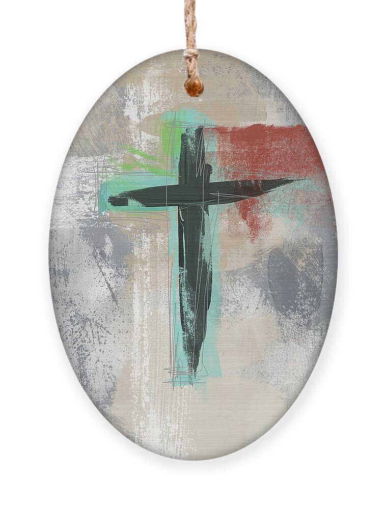 Cross Ornament featuring the mixed media Expressionist Cross 3- Art by Linda Woods by Linda Woods