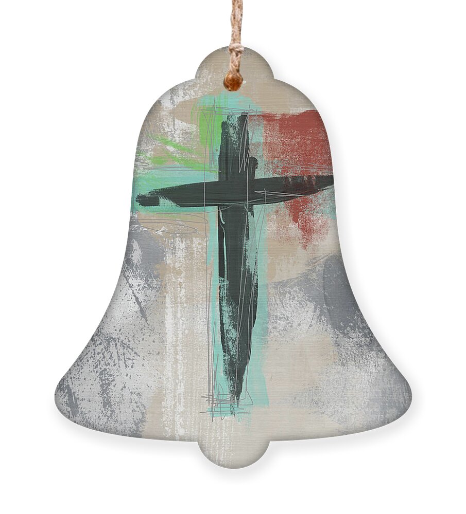 Cross Ornament featuring the mixed media Expressionist Cross 3- Art by Linda Woods by Linda Woods