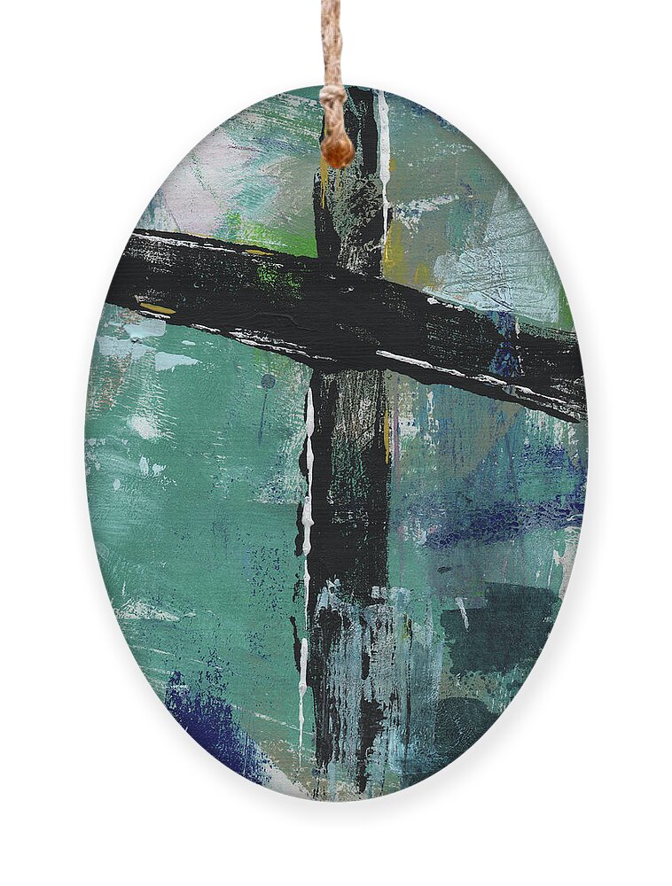 Cross Ornament featuring the mixed media Expressionist Cross 8- Art by Linda Woods by Linda Woods