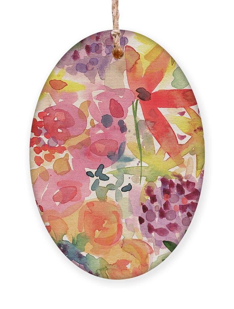 Flowers Ornament featuring the mixed media Expressionist Fall Garden- Art by Linda Woods by Linda Woods