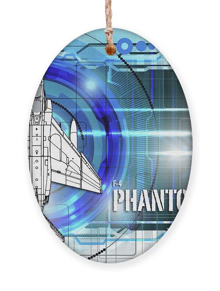 F4 Ornament featuring the digital art F4 Phantom Blueprint by Airpower Art