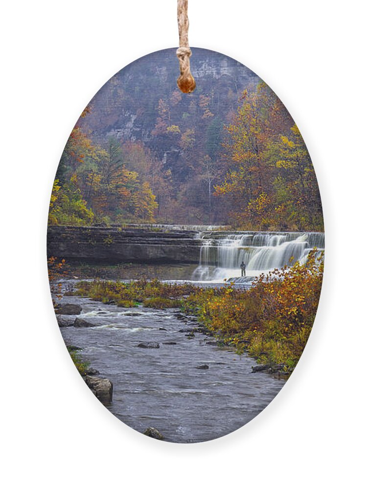 Taughannock Falls State Park Ornament featuring the photograph Falls Fishing by Mark Papke