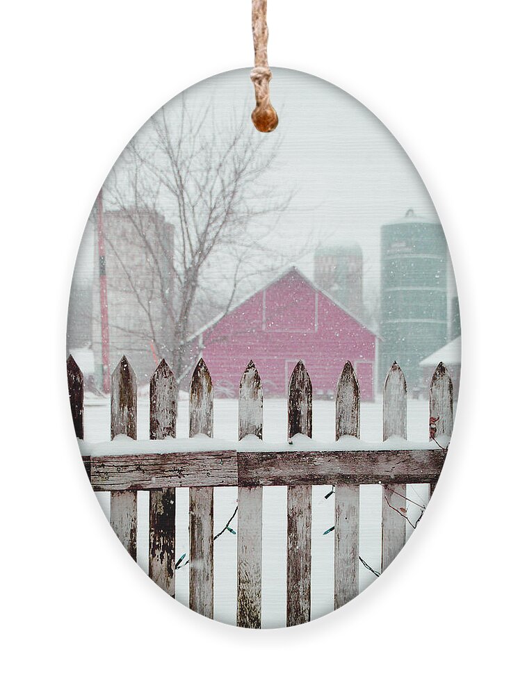 Farm Ornament featuring the photograph Farmline Christmas by Troy Stapek