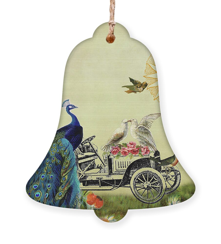 Whimsical Ornament featuring the digital art Feathered Friends in Paris, France by Peggy Collins