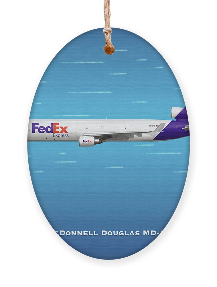 Fedex Ornament featuring the digital art FedEx McDonnell Douglas MD-11 by Airpower Art