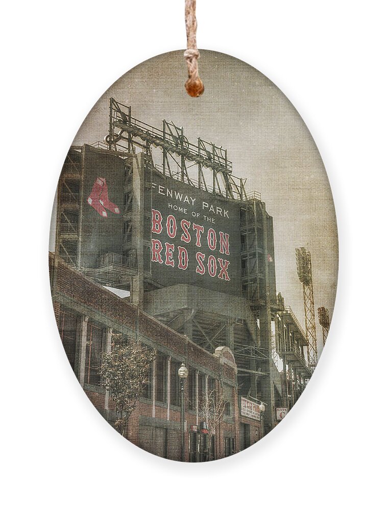 Red Sox Ornament featuring the photograph Fenway Park Billboard - Boston Red Sox by Joann Vitali