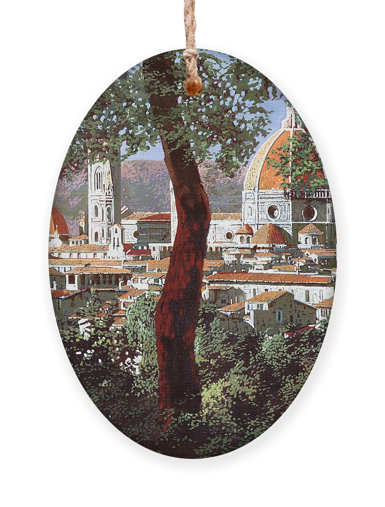 Landscape Ornament featuring the painting Firenze by Guido Borelli