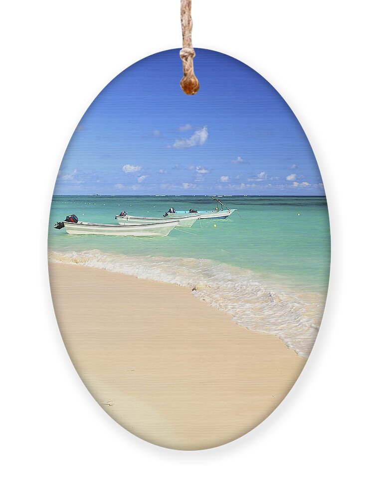 Beach Ornament featuring the photograph Fishing boats in Caribbean sea by Elena Elisseeva