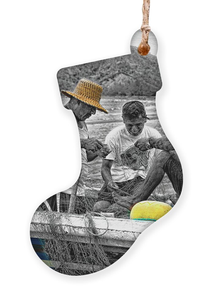 Sc Ornament featuring the photograph Fishing In Puerto Lopez by Al Bourassa