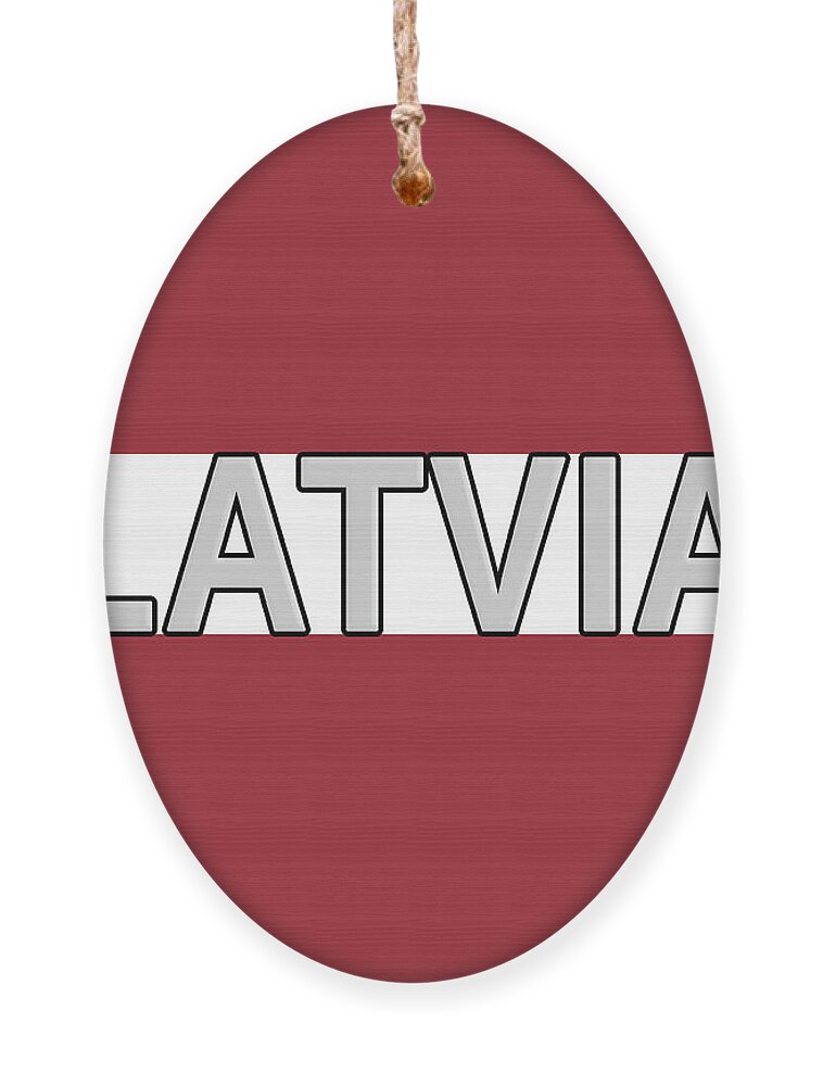Europe Ornament featuring the digital art Flag of Latvia Word by Roy Pedersen