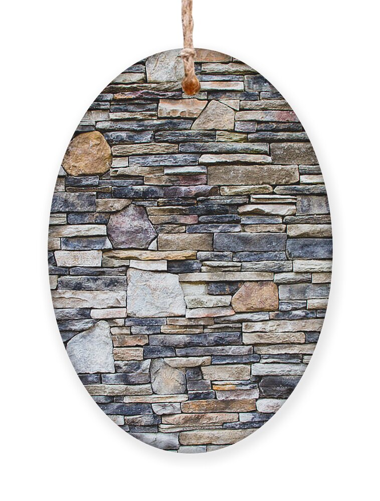 Brick Ornament featuring the photograph Flagstone Wall by SR Green
