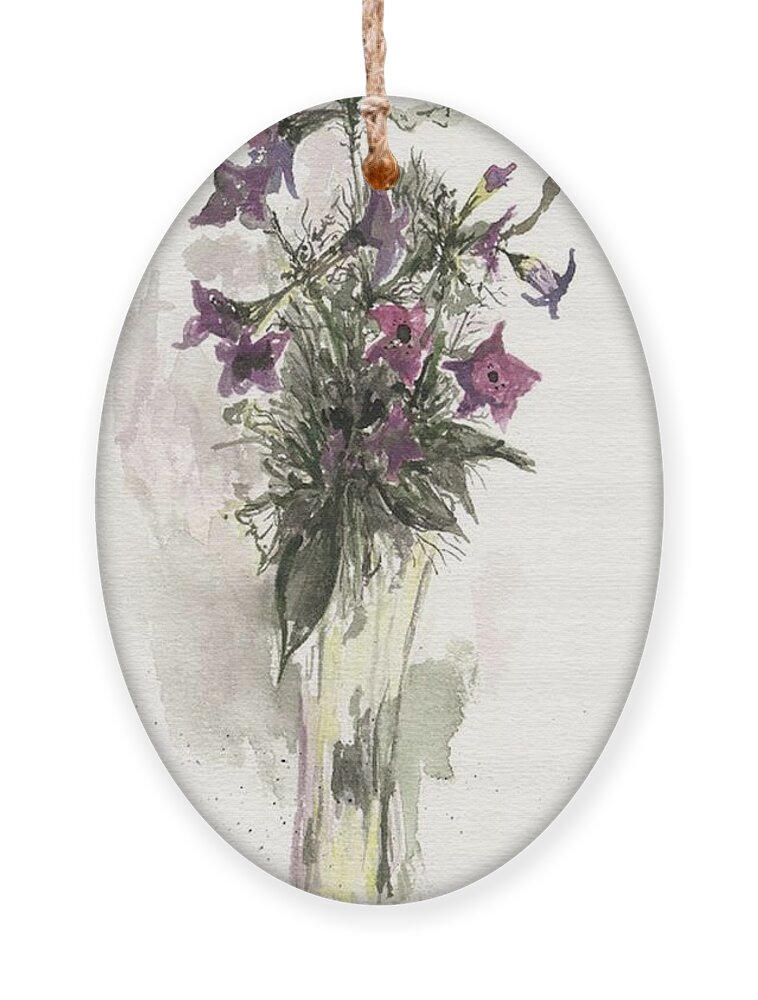 Purple Ornament featuring the painting Flower study fourteen by Darren Cannell