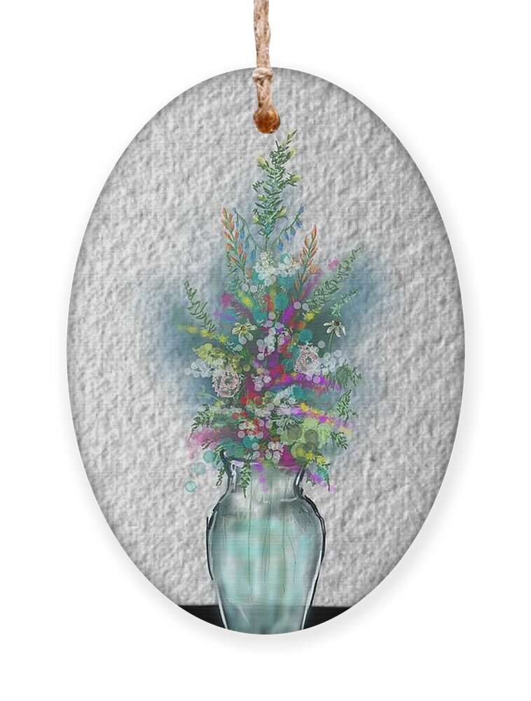 Vase Ornament featuring the digital art Flowers study two by Darren Cannell