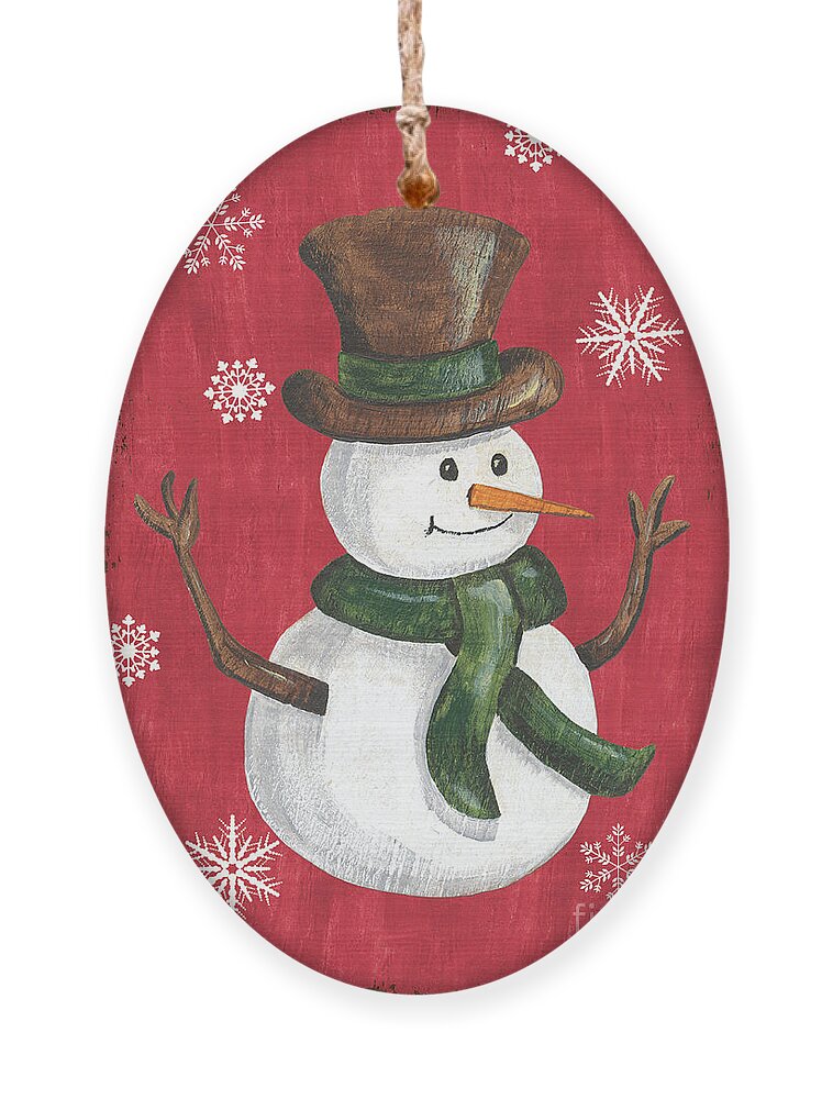 Snowman Ornament featuring the painting Folk Snowman by Debbie DeWitt