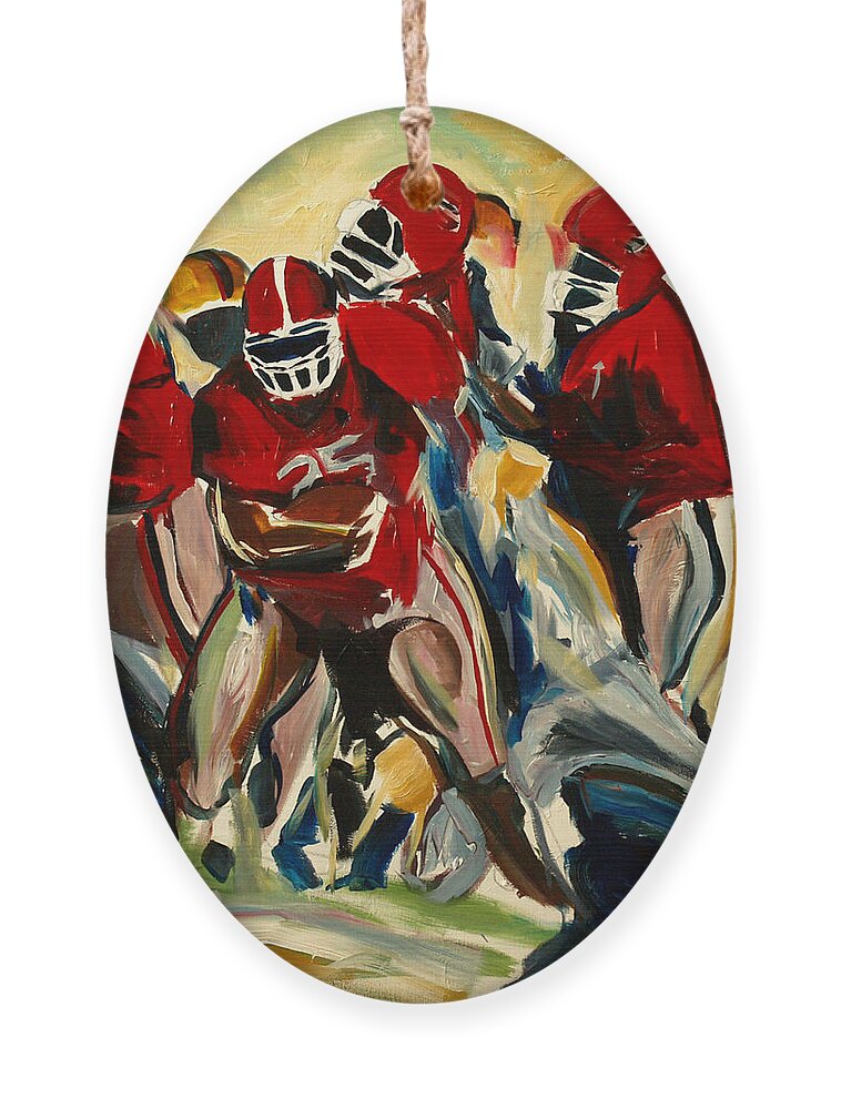  Ornament featuring the painting Football Pack by John Gholson