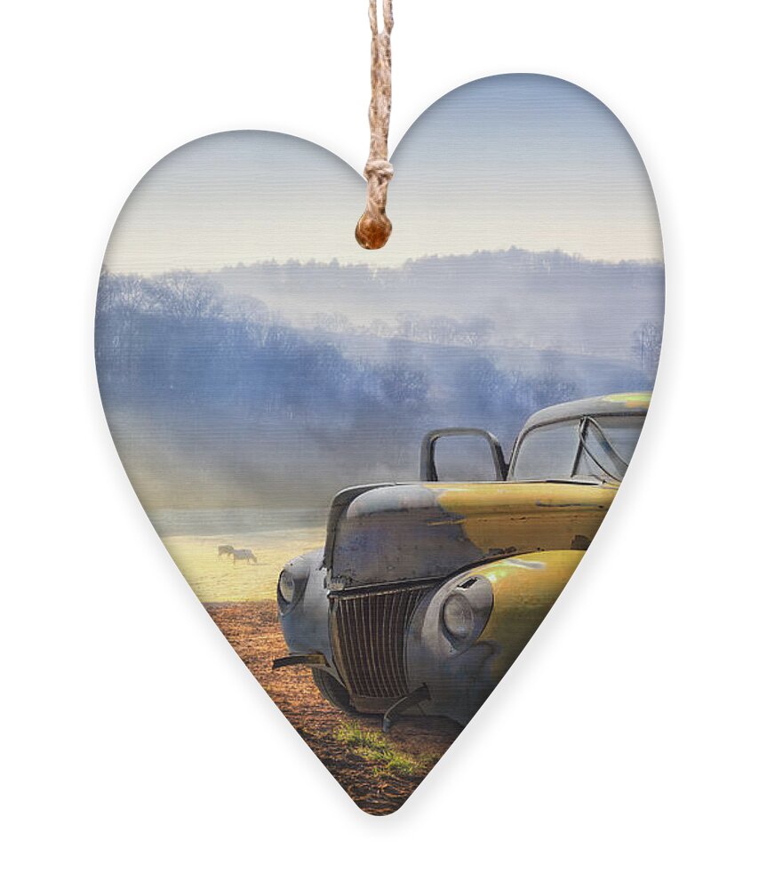 Appalachia Ornament featuring the photograph Ford in the Fog by Debra and Dave Vanderlaan