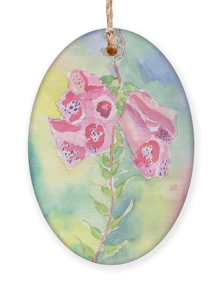 Watercolor Ornament featuring the painting Foxgloves by Marcy Brennan